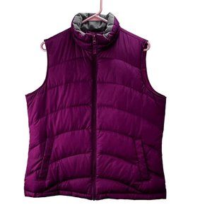 Lands End Down Filled Puffer Vest size M 10-12 Women Full Zip Mock Neck